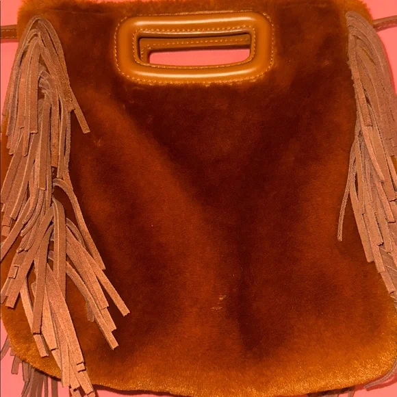 Maje Brown Fringe Shoulder Bag